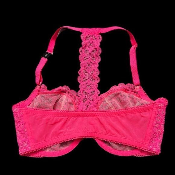 Victorias Secret Dream Angels Unlined Demi Underwire Racerback Lace bra Pink - Picture 5 of 10